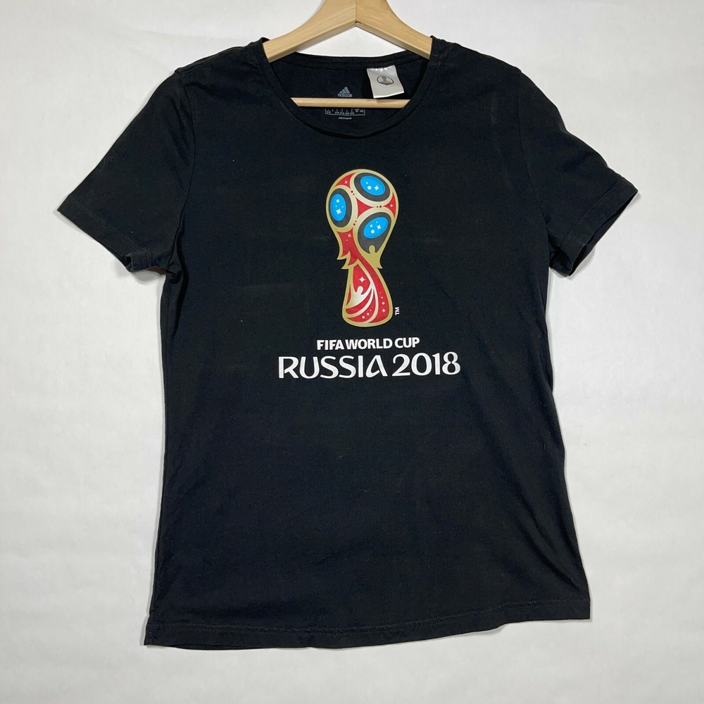 Adidas FIFA World Cup Russia 2018 Shirt Women Large Graphic Tee Black Soccer